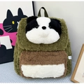Niedlicher Panda Plüsch Rucksack für Kinder in Militärgrün mit Patchwork-Design - Panda-Design (Stil 1)