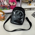Μαύρη τσάντα χιαστί ita bag ιαπωνικού στυλ με διαφανές παράθυρο για κονκάρδες - Τσάντα + Πίνακας εισαγωγής / Μαύρο