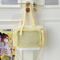Japanische Ita-Tasche in Hellgelb mit transparentem Fenster und weißem Spitzenbesatz - Gelb