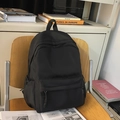 Sac à dos noir minimaliste résistant à l'eau avec grande capacité et cordon - Noir