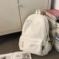 Sac à dos minimaliste en toile blanc crème avec poches latérales réglables pour le quotidien - Blanc