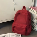 Sac à dos en toile rouge foncé minimaliste avec grand compartiment et poche avant - Rouge