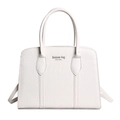White croc-embossed tote bag with New York text, featuring dual handles and crossbody strap - White