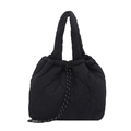 Modische schwarze Stepptasche mit Herzmuster und Kordelzugverschluss für Damen - Schwarz