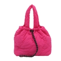 Rosarote gesteppte Tragetasche mit Herzstickerei und Kordelzug für Damenmode - Fuchsia