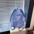 Fashionable light purple nylon backpack for women with metallic logo and casual style - Blue