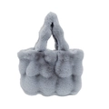 Furry grey plush tote bag with bubble texture for autumn winter fashion styles - Gray