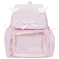 Pink polka dot backpack with plush wings and transparent window for accessories - Pink