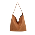 Brown leopard print suede hobo shoulder bag with large capacity and vintage style - Leopard Brown