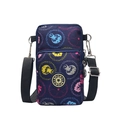 Dark blue floral mobile phone crossbody bag with Virgo pattern and adjustable strap - Blue Floral