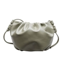 Minimalistische salbeigrüne Cloud-Bag mit Plissee-Design und schmalem Schultergurt aus PU - Grün