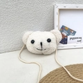 Simpatica borsa a tracolla in peluche a forma di orsetto bianco crema con pelo riccio - Bianco