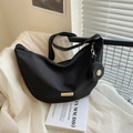 Sac bandoulière noir en forme de croissant avec petit porte-monnaie assorti - Noir