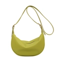 Minimalist grass green half-moon crossbody bag with adjustable strap and zipper closure - Light Green