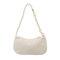 Bolso de hombro minimalista de pana blanco crema con detalle de cadena acrílica - Blanco