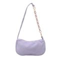 Bolso bandolera de pana morado claro minimalista con detalle de cadena vintage - Morado
