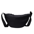 Versatile black nylon crescent crossbody bag with adjustable wide strap for daily use - Black
