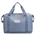 Bolso de viaje de nailon azul grisáceo con asas dobles y compartimento para zapatos - Azul Niebla