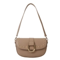 Sac bandoulière kaki minimaliste avec rivets dorés et boucle en métal chic - Khaki