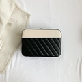 Elegant two-tone crossbody bag with black quilted texture and beige leather finish - Black