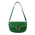 Sac bandoulière vert pour femme avec rivets dorés et boucle en D élégante - Vert
