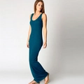 Close-up of the elegant deep teal slim-fit sleeveless maxi dress with a round neckline - 3XL / Lake Blue