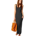 Slim fit sleeveless maxi dress in black with a round neck and elegant long silhouette - S / Black