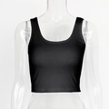 Close-up of black ribbed crop top with U-neckline on transparent mannequin - S / Standard / Black