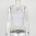 Crop top bianco monospalla a coste vestibilità slim con scollo asimmetrico da donna - S / Bianco