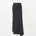 Detail of high waist wide elastic band on black slim fit maxi skirt for women - S / Black