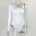 Body bianco sexy monospalla a maniche lunghe con taglio asimmetrico e vestibilità slim - S / Bianco