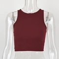 Detail of burgundy ribbed cotton crop top showing fine vertical knit texture and quality finish - S / Burgundy