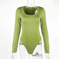 Dettaglio del tessuto verde avocado e della vestibilità del bodysuit a maniche lunghe - S / Verde