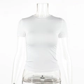 Detailed view of white slim fit crew neck short sleeve tee on transparent mannequin - S / White