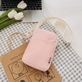 Pink nylon crossbody phone bag with adjustable strap and dual zipper pockets - Light Pink