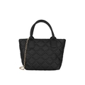 Borsa tote nera trapuntata con catena dorata e doppi manici per l'uso quotidiano di tendenza - Nero