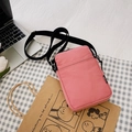 Pink corduroy small crossbody phone bag with adjustable black shoulder strap - Deep Pink
