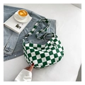 Sac bandoulière en toile à damier vert et blanc avec sangle réglable tendance - Vert