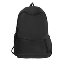 Minimalist black waterproof backpack for students with high-capacity main pocket and woven zippers - Black