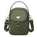 Mini borsa a tracolla per cellulare in tessuto Oxford verde oliva con tre scomparti zip - Verde