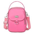 Mini borsa a tracolla in tessuto oxford rosa con scomparti con cerniera a più strati - Rosa chiaro