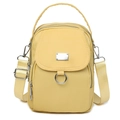 Mini borsa per cellulare gialla in tessuto Oxford con cerniere e manico superiore - Giallo
