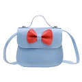 Sac à main bleu clair pour filles avec nœud rouge et bandoulière réglable - Bleu