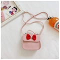 Mini sac à bandoulière rose pour filles avec nœud rouge et finition cuir PU chic - Rose Avec Nœud Rouge