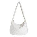 Weiße gesteppte Hobo-Tasche mit Blumenmuster und gepolstertem Schultergurt - Weiß