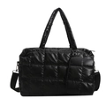 Borsa tote nera trapuntata con mini custodia e tracolla rimovibile per donna - Nero