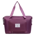 Large purple travel bag made of waterproof nylon with a foldable front pocket and zipper - Deep purple