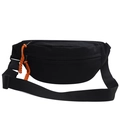 Minimalist black nylon crossbody chest bag with striking orange zipper pull accents - Black