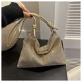 Sac de soirée élégant en strass dorés avec bandoulière à nœuds scintillante - Or