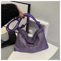 Sac à main violet avec strass brillants poignée à nœud élégante et fermeture zippée - Violet